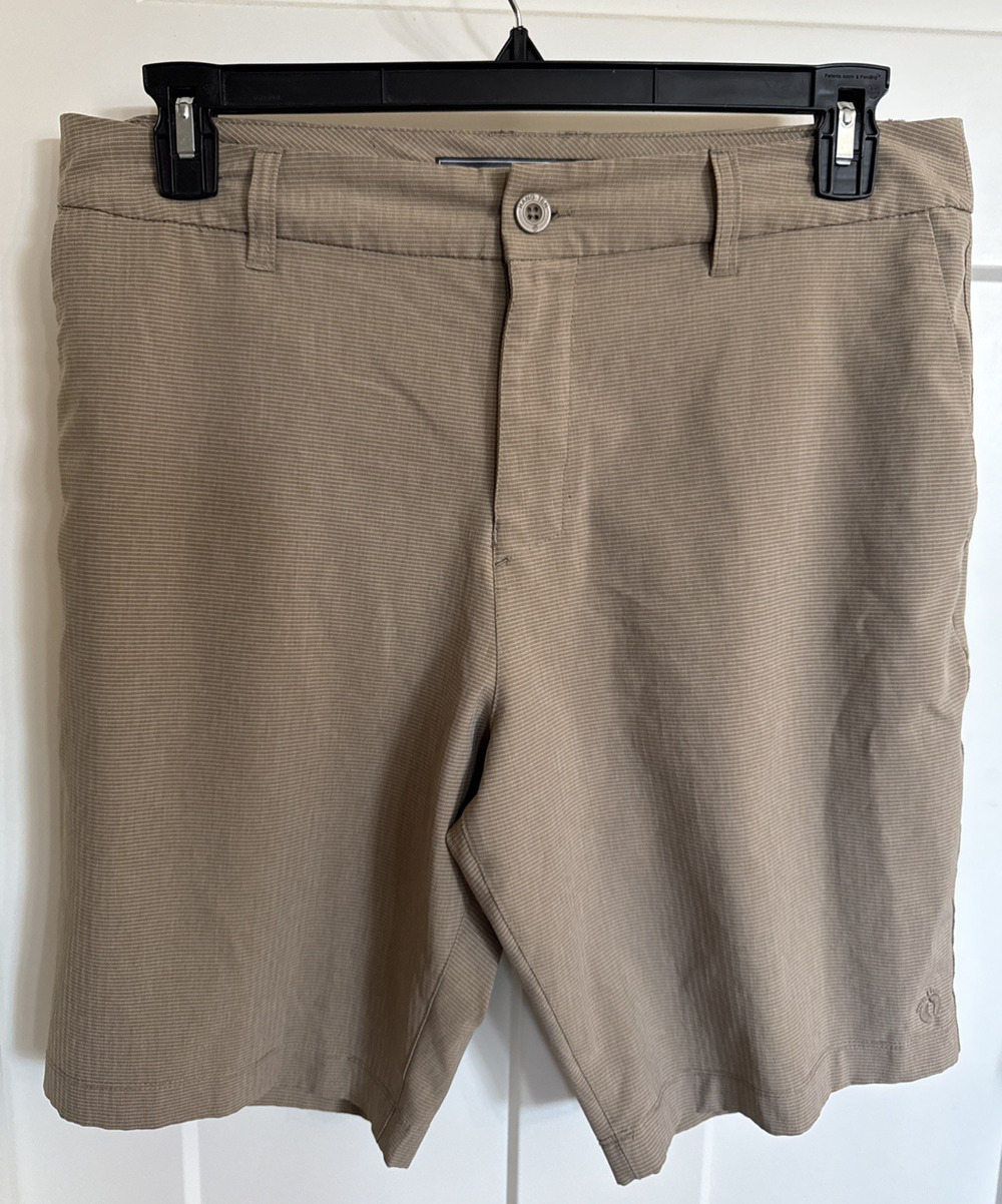 Hang Ten Men’s Tan Stretch Flat Front Chino Shorts 10" Inseam Pockets